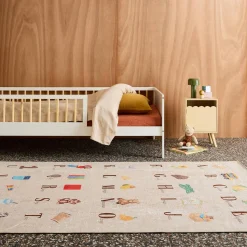 Alfombra infantil educativo con abecedario, para interior color beige
