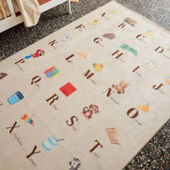 Alfombra infantil educativo con abecedario, para interior color beige