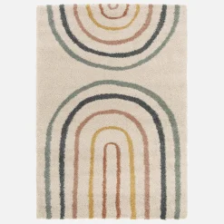 Alfombra infantil rainbow, interior crema y multicolor