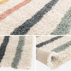 Alfombra infantil rainbow, interior crema y multicolor