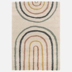Alfombra infantil rainbow, interior crema y multicolor