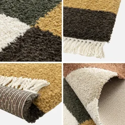 Alfombra interior con flecos diseño geométrico multicolor
