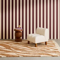 Alfombra interior con flecos motivo cebra marrón