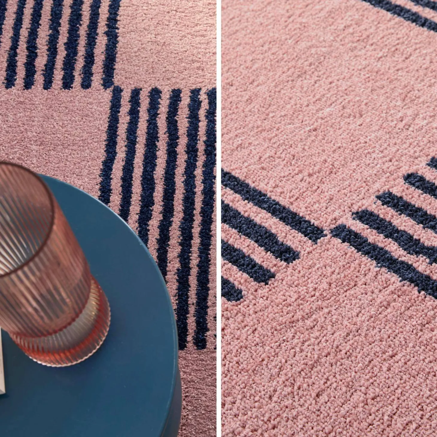 Alfombra interior con motivo damero azul y rosa
