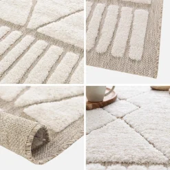 Alfombra interior con motivo étnico bereber, beige y crema