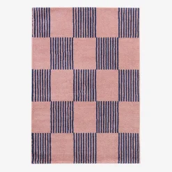 Alfombra interior con motivo damero azul y rosa