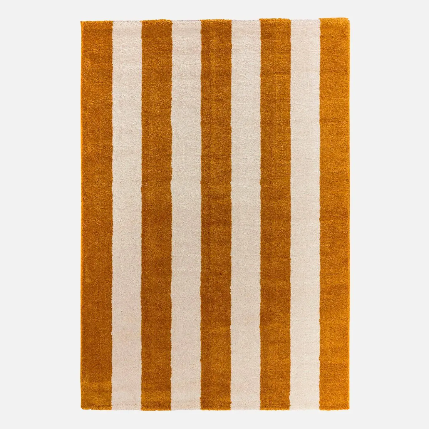 Alfombra interior con rayas ocre y blanco
