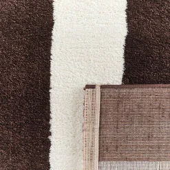 Alfombra interior con rayas marrón y blanco