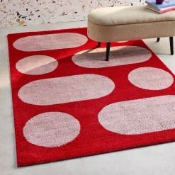 Alfombra interior de diseño moderno, roja