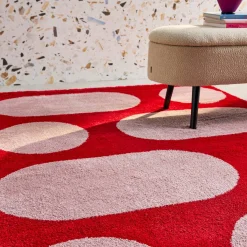 Alfombra interior de diseño moderno, roja