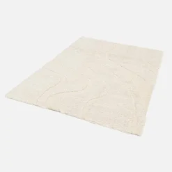 Alfombra interior de pelo largo diseño geométrico beige