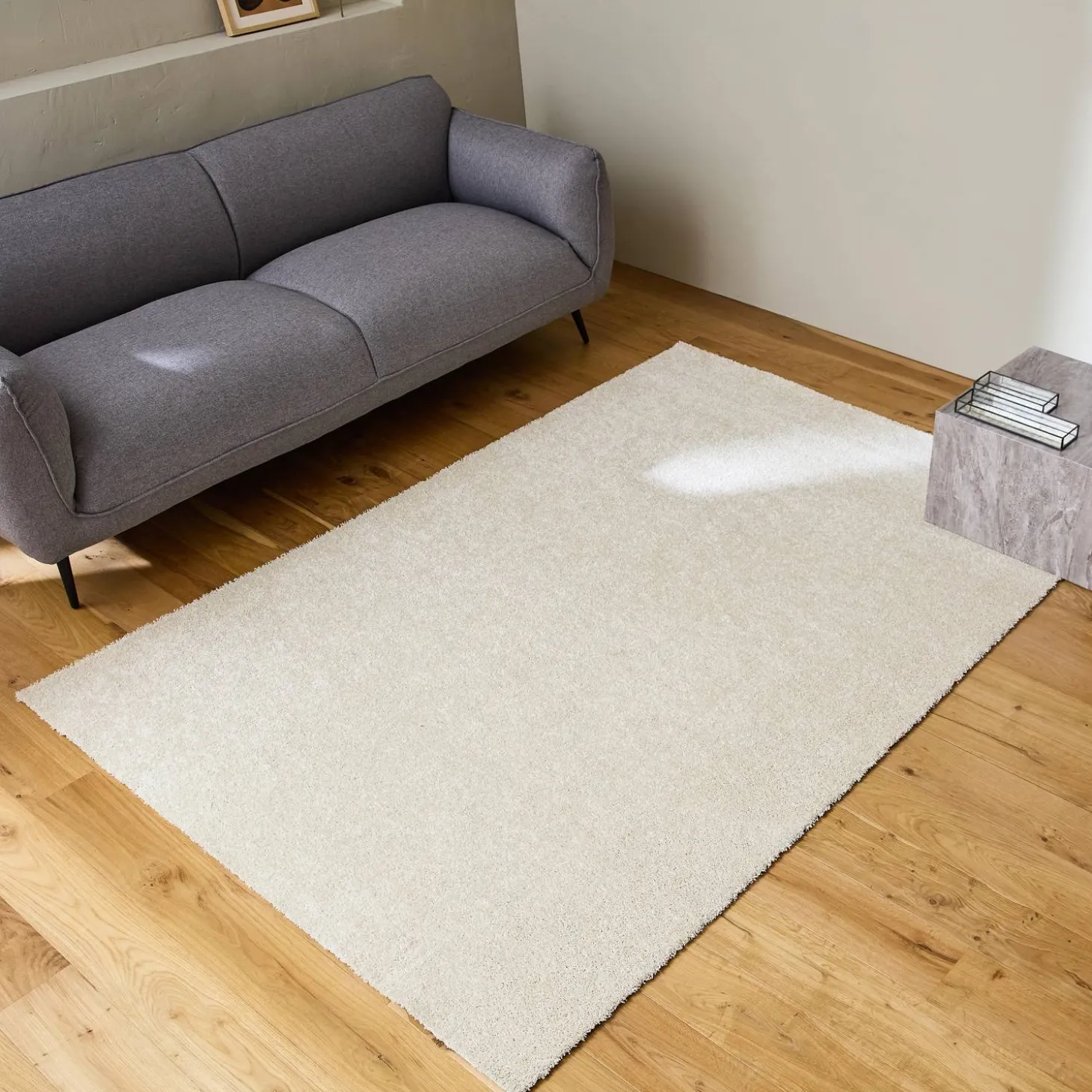 Alfombra interior de terciopelo borreguito crema
