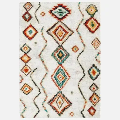 Alfombra interior estilo shaggy bereber color crema y multicolor