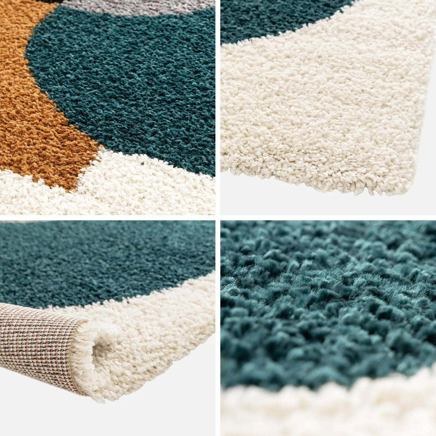 Alfombra interior shaggy con motivos geométricos multicolor