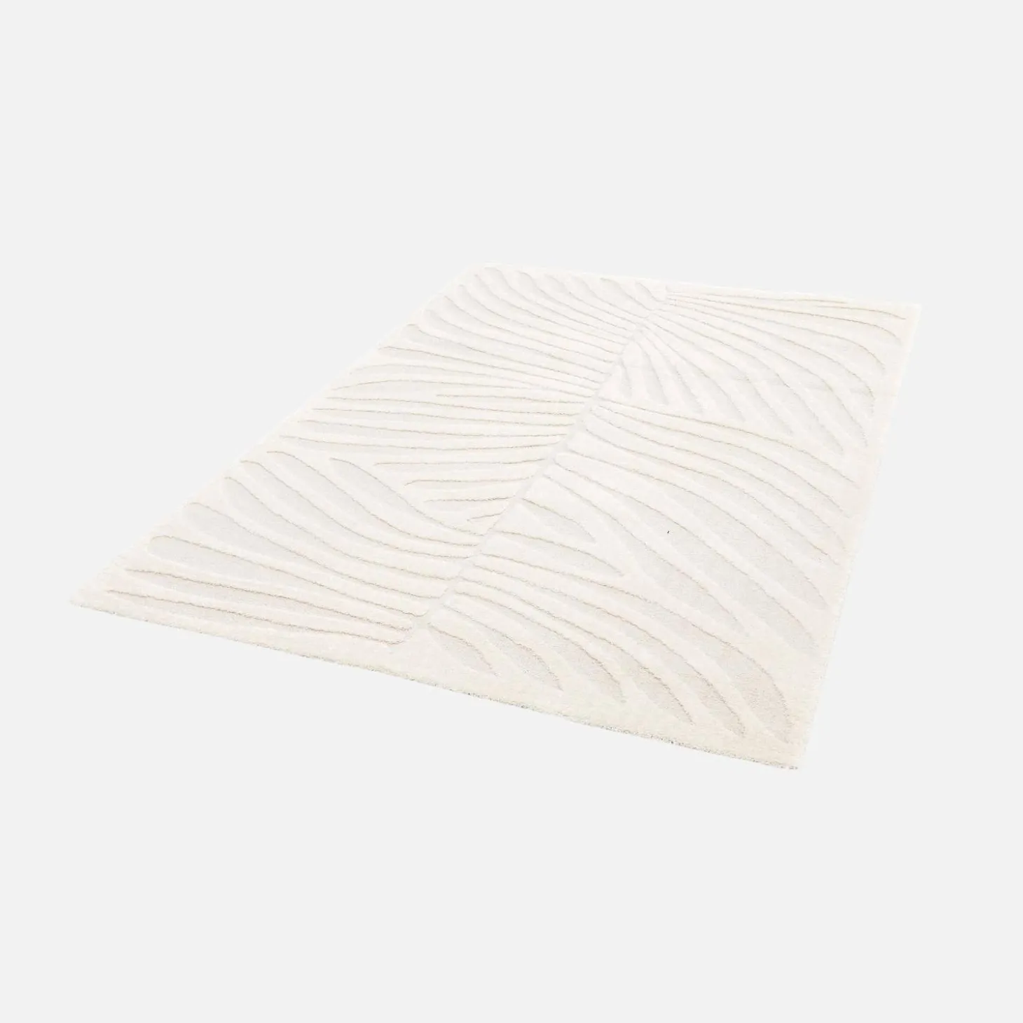 Alfombra interior shaggy con motivo vegetal beige