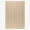 Alfombra interior/exterior efecto tela de yute beige con motivos