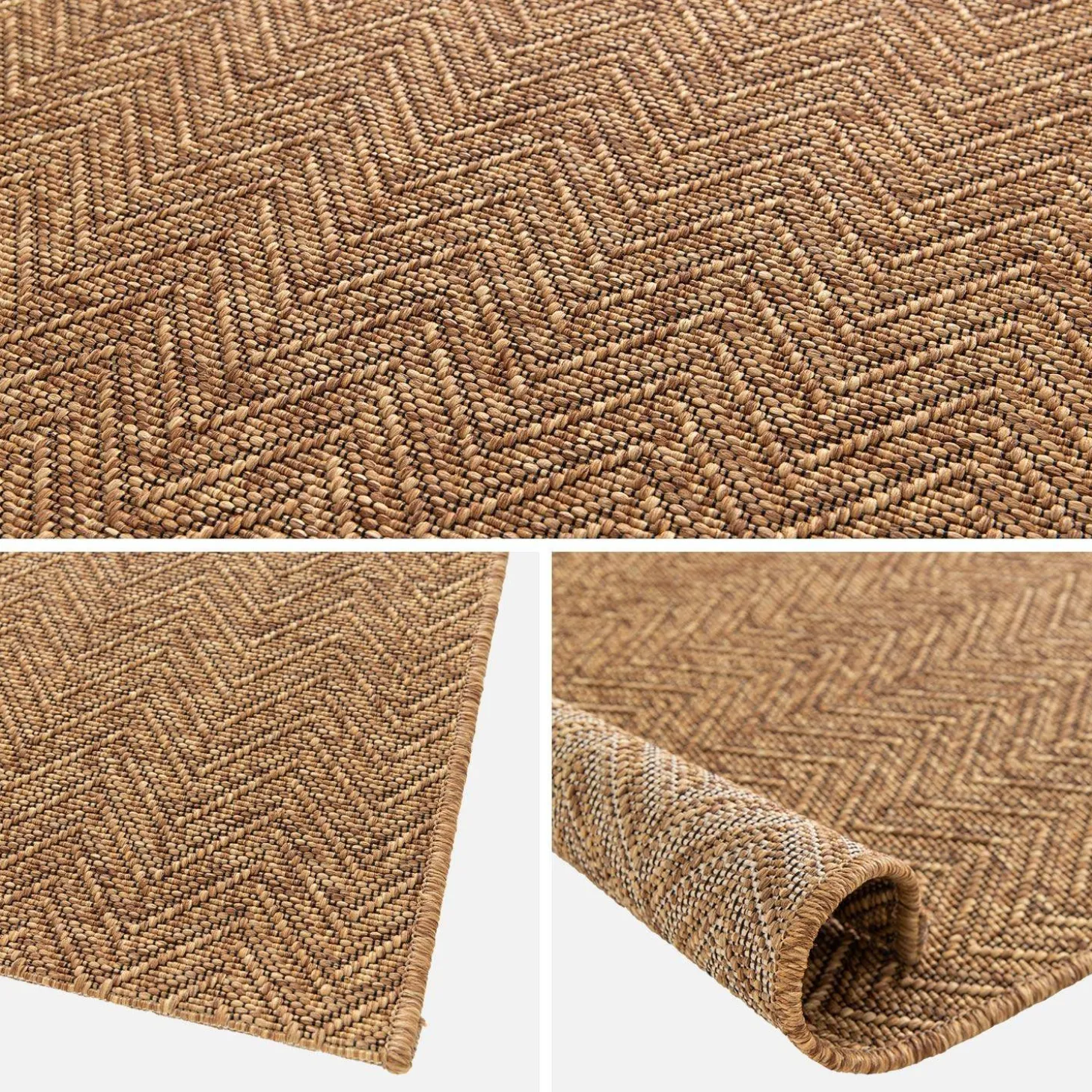 Alfombra interior/exterior efecto yute color caramelo