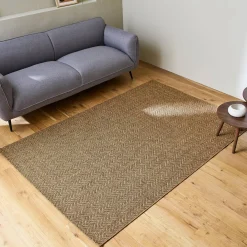 Alfombra interior/exterior efecto yute color caramelo