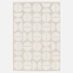 Alfombra interior/exterior diseño geométrico beige poliéster reciclado