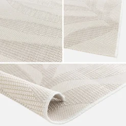 Alfombra interior/exterior motivo vegetal beige poliéster reciclado