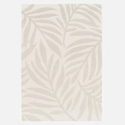 Alfombra interior/exterior motivo vegetal beige poliéster reciclado