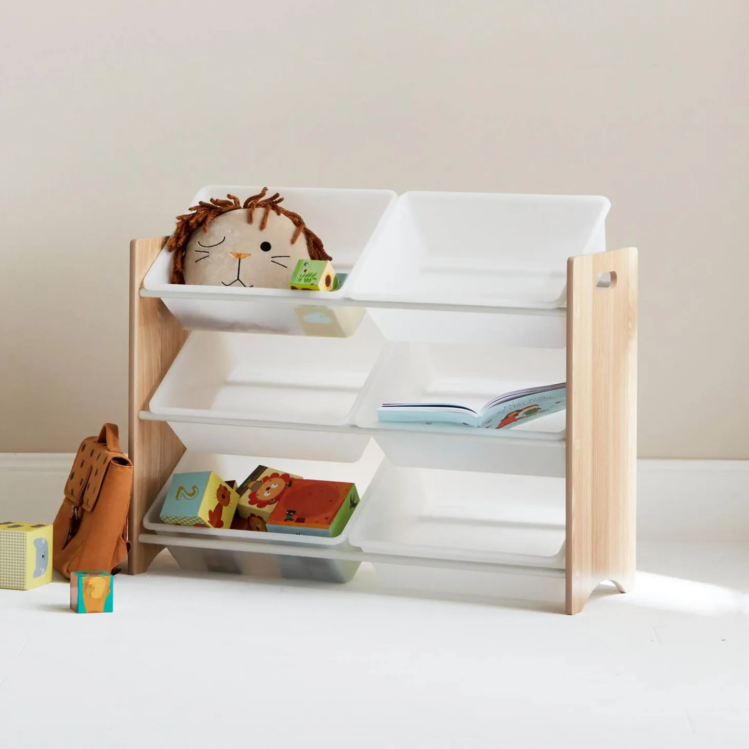 Almacenamiento infantil para juguetes, 6 compartimentos