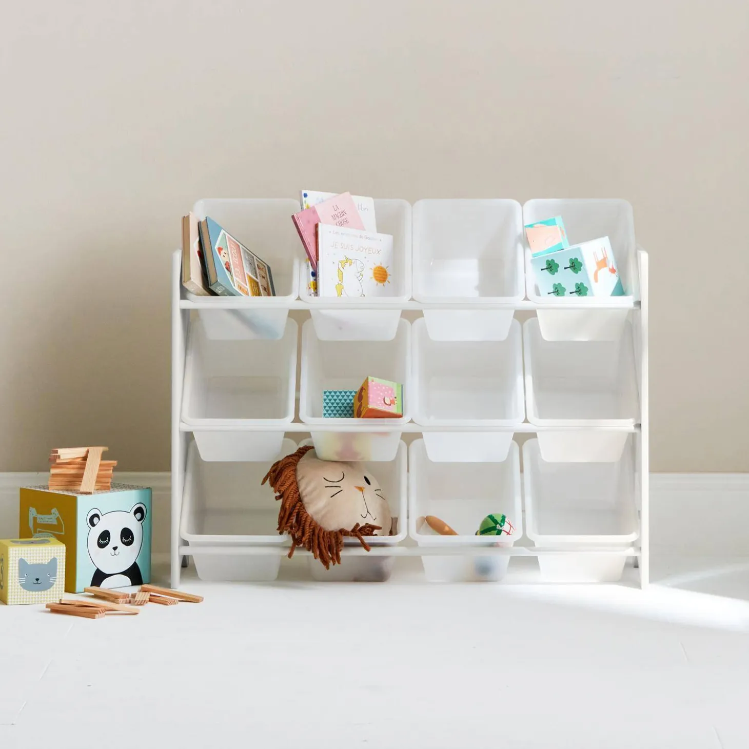 Almacenamiento infantil para juguetes, 12 compartimentos