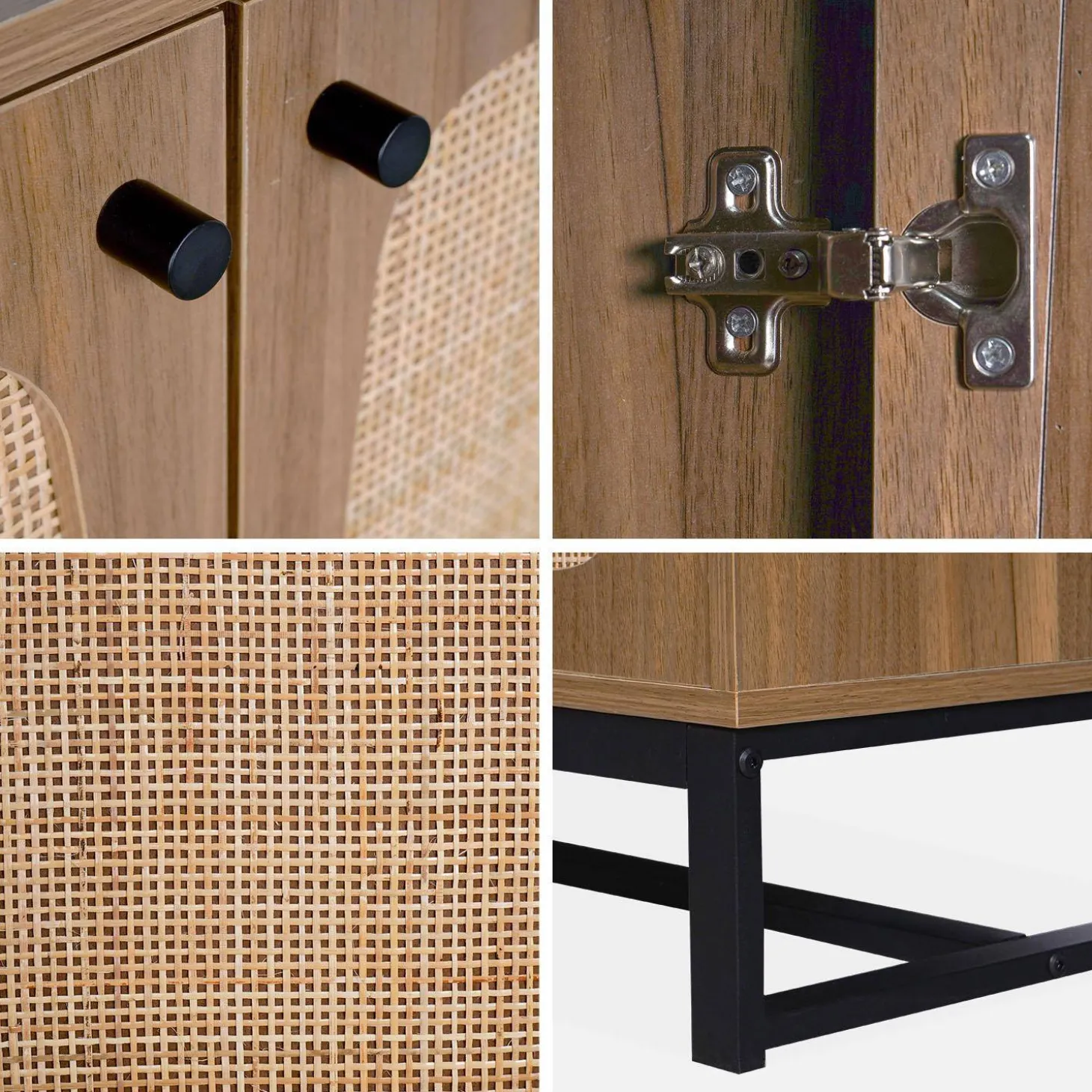 Aparador 2 puertas caña y madera, 100cm
