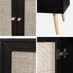 Aparador 3 puertas de caña, 120cm