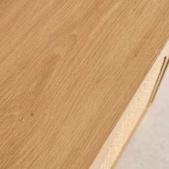Aparador con decoración madera y mimbre 3 puertas, 120cm
