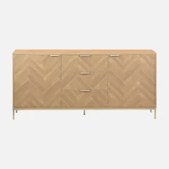 Aparador con efecto espiga de 2 puertas, 160cm