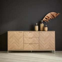Aparador con efecto espiga de 2 puertas, 160cm