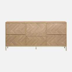 Aparador con efecto espiga de 2 puertas, 160cm