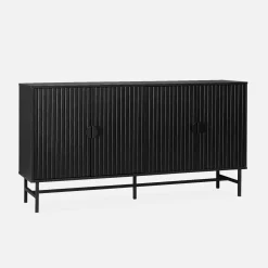 Aparador con efecto madera de 4 puertas, 157.5cm