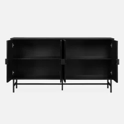 Aparador con efecto madera de 4 puertas, 157.5cm