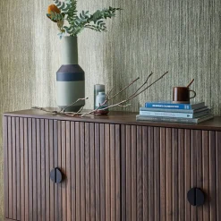 Aparador con efecto madera de 4 puertas, 157.5cm