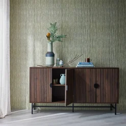 Aparador con efecto madera de 4 puertas, 157.5cm