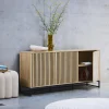 Aparador contemporáneo acanalado efecto madera 3 puertas, 160cm