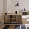 Aparador contemporáneo acanalado efecto madera de 2 puertas, 140cm