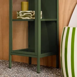 Aparador de acero y vidrio templado con 1 puerta, 160cm