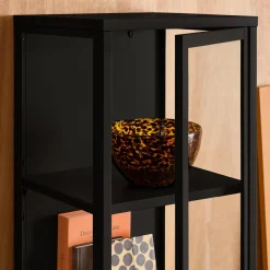 Aparador de acero y vidrio templado con 1 puerta, 160cm
