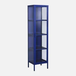 Aparador de acero y vidrio templado con 1 puerta, 160cm