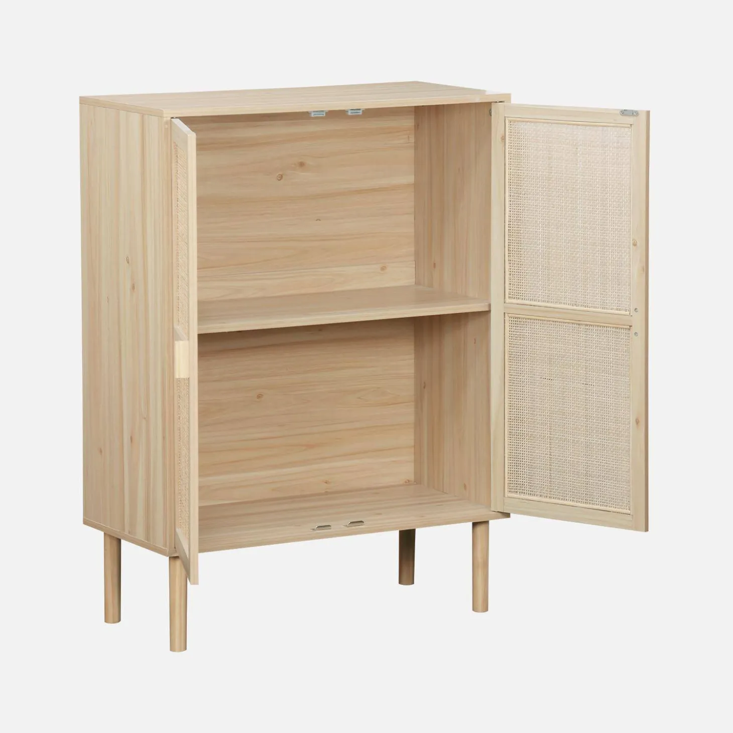 Aparador de efecto caña y madera con 2 puertas, 80cm