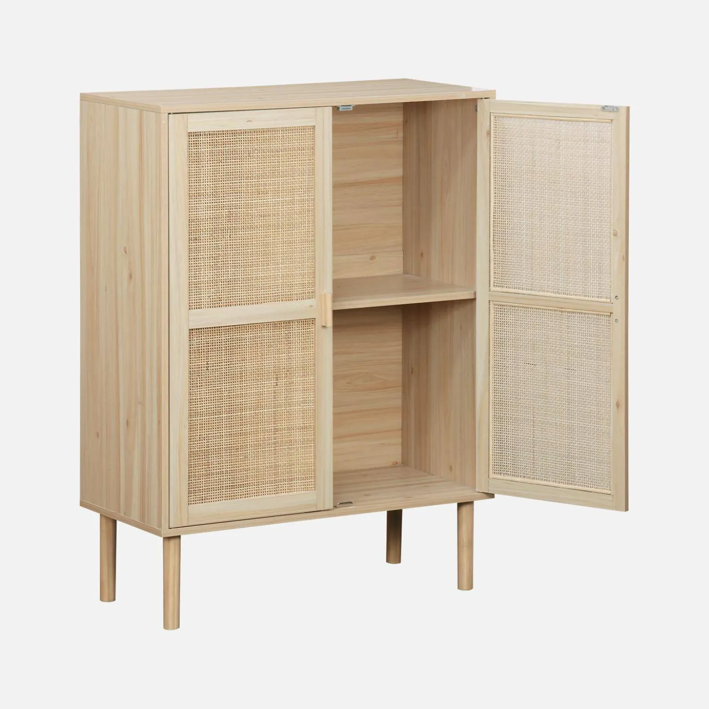 Aparador de efecto caña y madera con 2 puertas, 80cm
