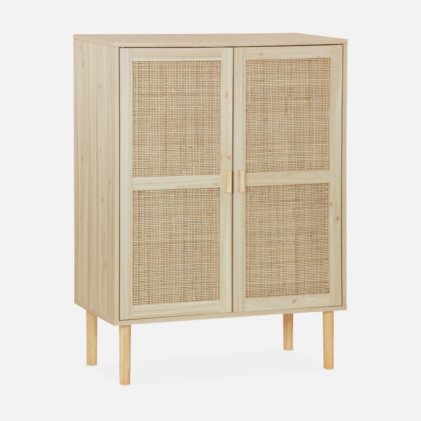 Aparador de efecto caña y madera con 2 puertas, 80cm