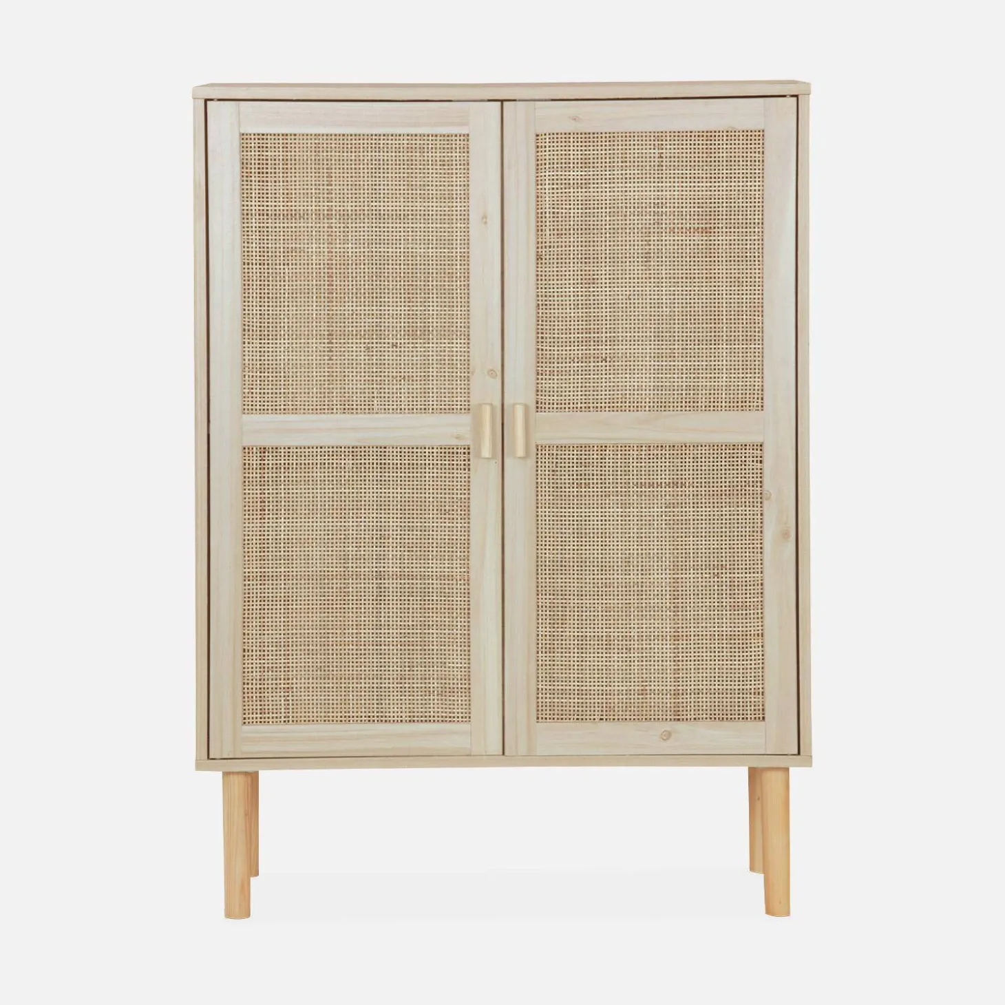 Aparador de efecto caña y madera con 2 puertas, 80cm
