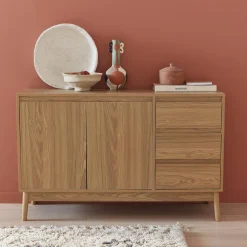 Aparador de efecto madera con 2 puertas, 120cm