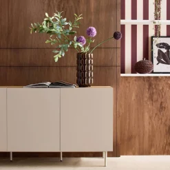 Aparador de metal y decoración de madera 3 puertas, 150cm