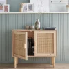 Aparador efecto caña y madera con 2 puertas, 80cm