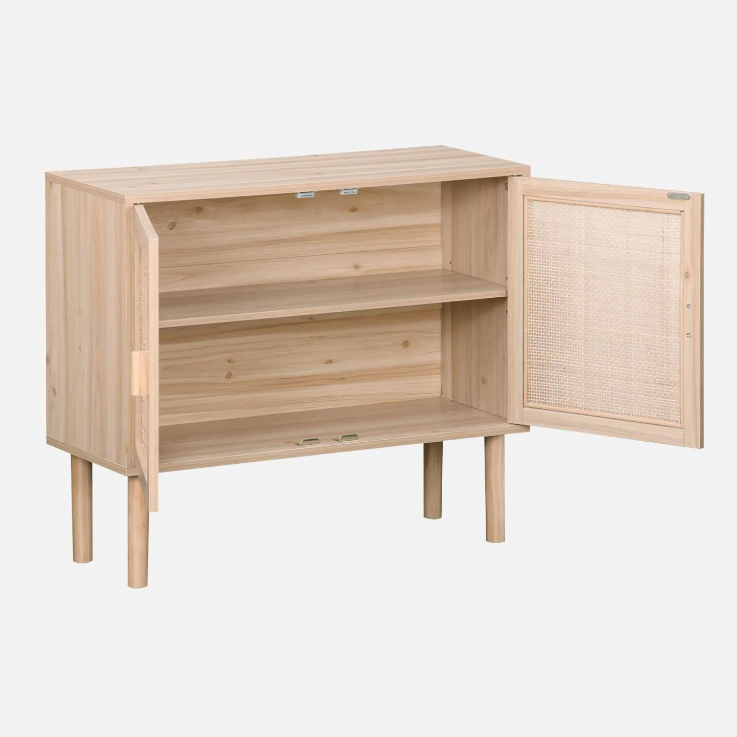 Aparador efecto caña y madera con 2 puertas, 80cm